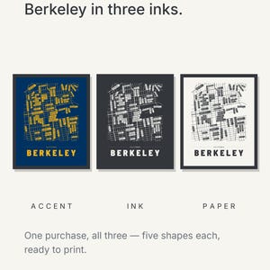Berkeley map wall art — Listing image 05 — colorways