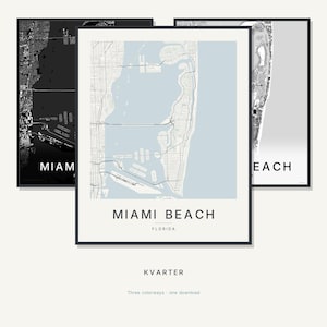 Miami Beach Map Print, Miami Beach Poster, Modern Wall Art, Minimalist City Map, United States Printable, Digital Download