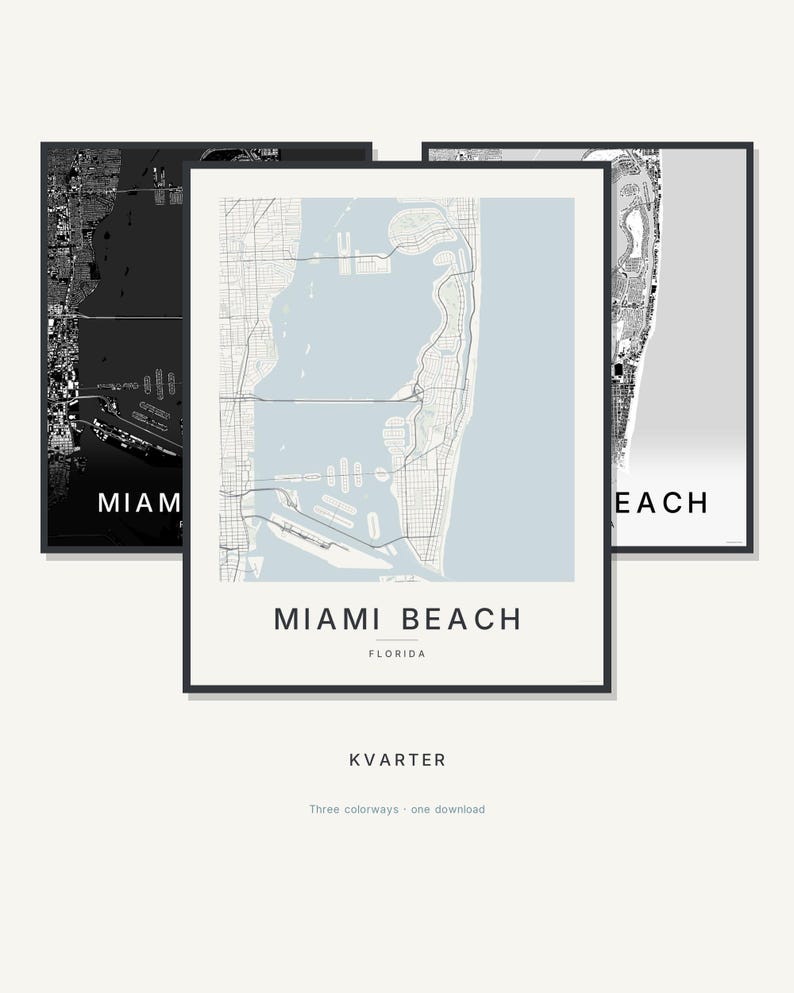 Miami Beach map wall art — Listing image 01 — hero