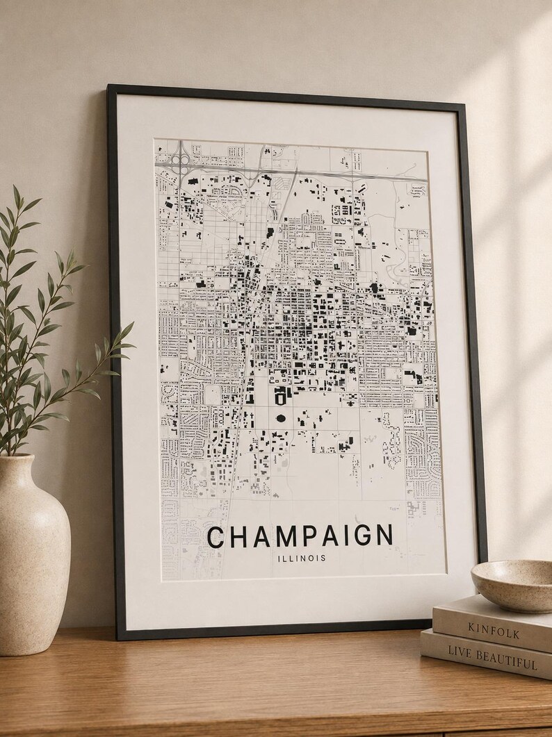 Champaign map wall art — Listing image 05 — whatyouget