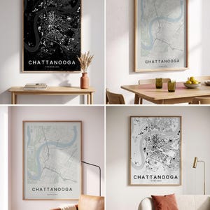 Chattanooga map wall art — Listing image 02 — colorways