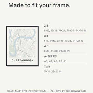 Chattanooga map wall art — Listing image 06 — sizes