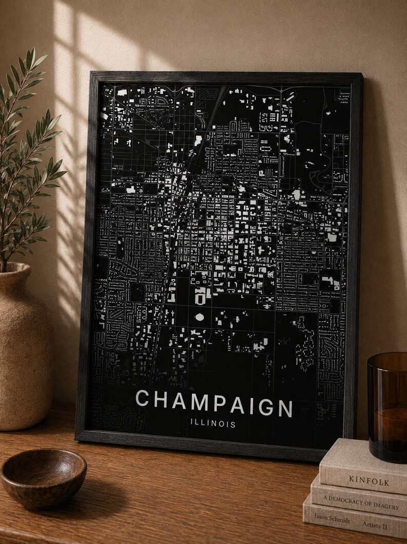 Champaign map wall art — Listing image 03 — flat
