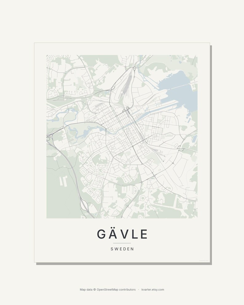 Gavle Map Print, Wall Art, Printable, Digital Download, Minimalist City Map Poster, Scandi, Housewarming Gift image 9