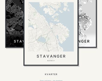 Mappa di Stavanger da stampare, decorazione murale, stampabile, download digitale, mappa minimalista della città, stile scandinavo, regalo per l'inaugurazione della casa