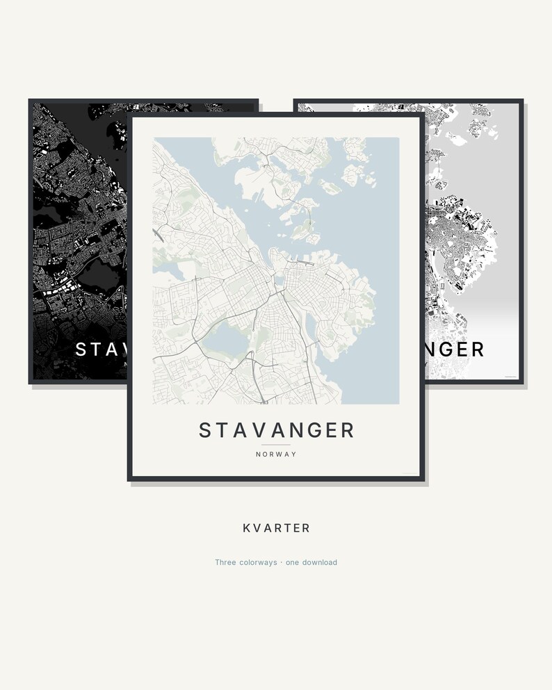 Stavanger map wall art — Listing image 01 — hero