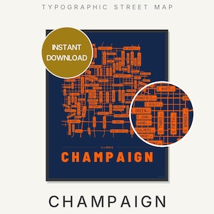 Champaign map wall art — Listing image 01 — hero