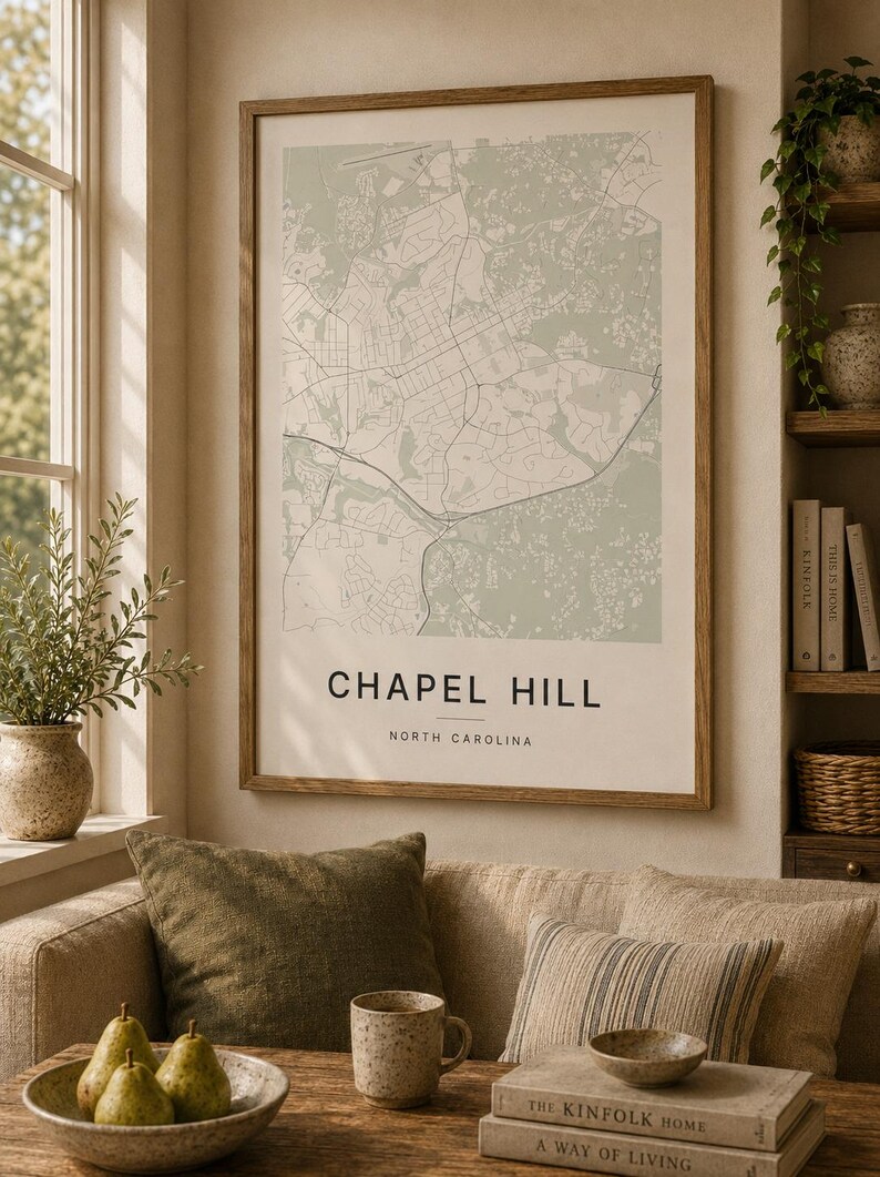 Chapel Hill map wall art — Listing image 06 — sizes