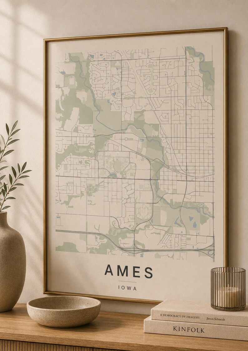 Ames map wall art — Listing image 06 — sizes