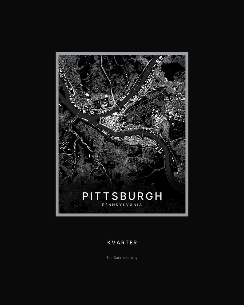 Pittsburgh map wall art — Listing image 08 — hero dark