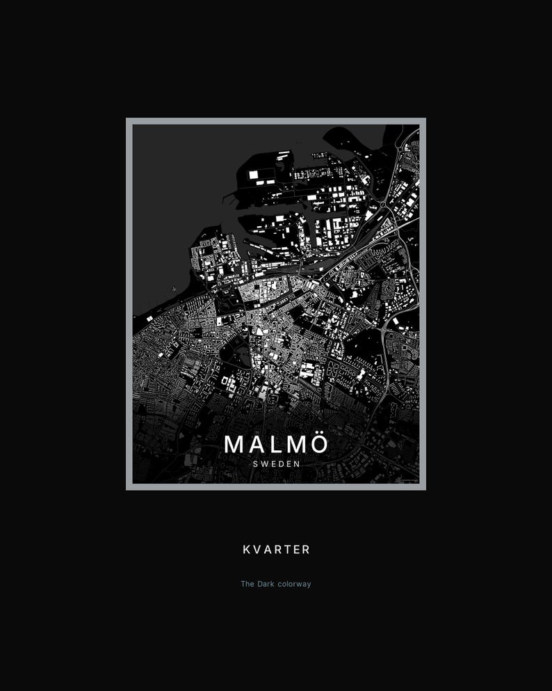 Malmö Map Print, Wall Art, Printable Digital Download, Minimalist City Map, Scandi Poster, Housewarming Gift image 8
