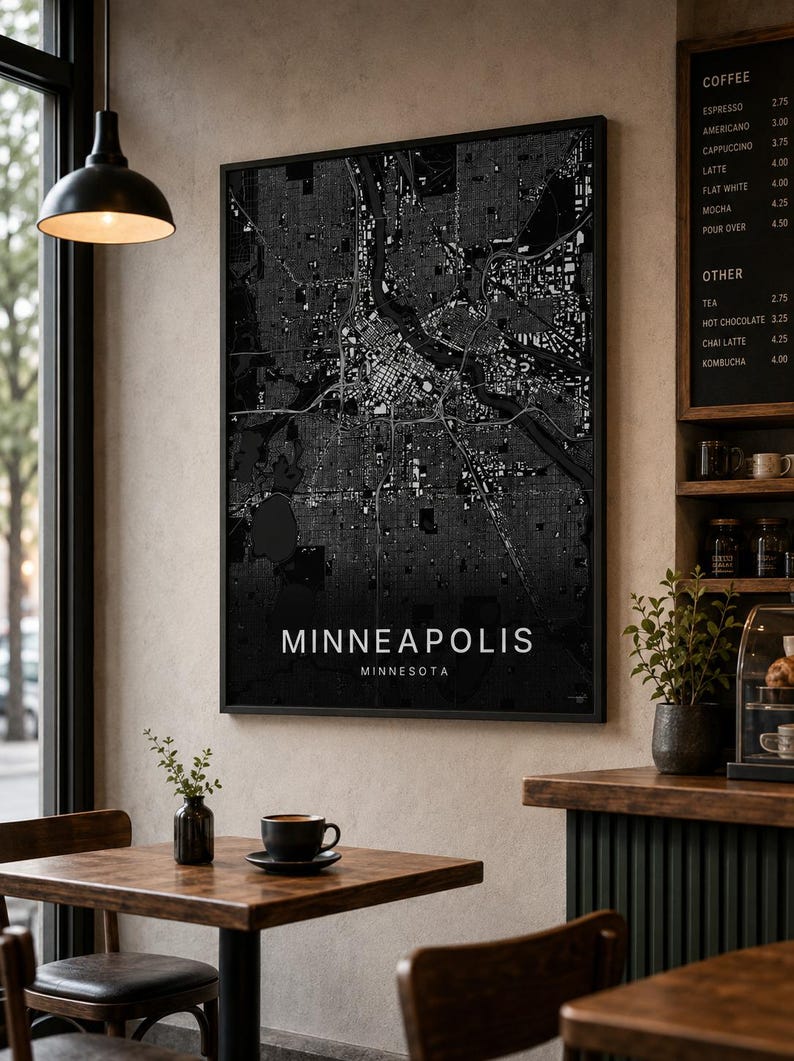 Minneapolis map wall art — Listing image 06 — sizes