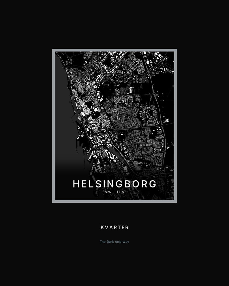 Helsingborg-Stadtplan als Kunstdruck, Wandbild zum Ausdrucken, Digitaler Download, Minimalistisches Stadtplan-Poster, Skandinavische Deko, Einzugsgeschenk Bild 8
