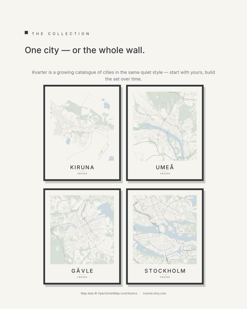 Kiruna Map Print, Wall Art, Printable Digital Download, Minimalist City Map, Scandi Poster, Housewarming Gift image 7