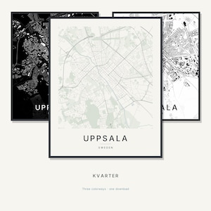 Mapa de Uppsala para imprimir, arte de parede para imprimir, download digital, pôster minimalista do mapa da cidade, decoração escandinava, presente de boas-vindas imagem 1