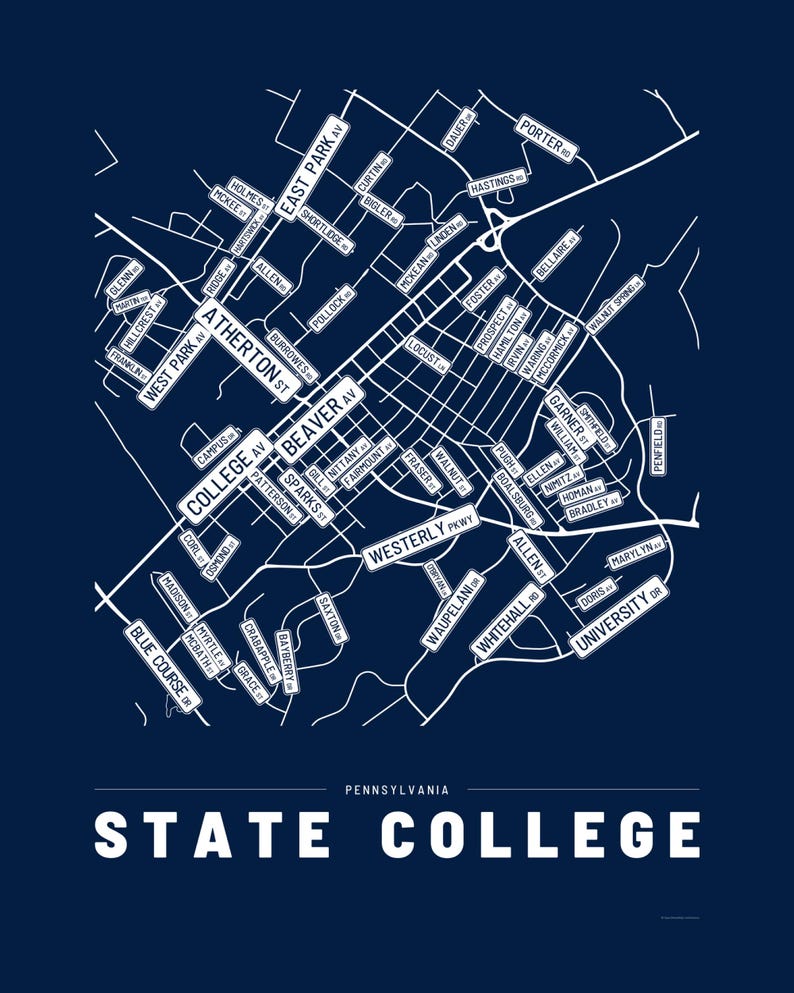 State College map wall art — Listing image 04 — flat