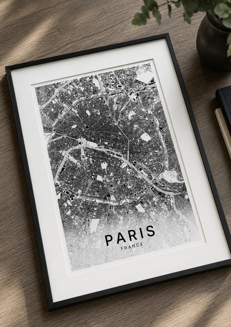 Paris map wall art — Photo of the poster in an interior