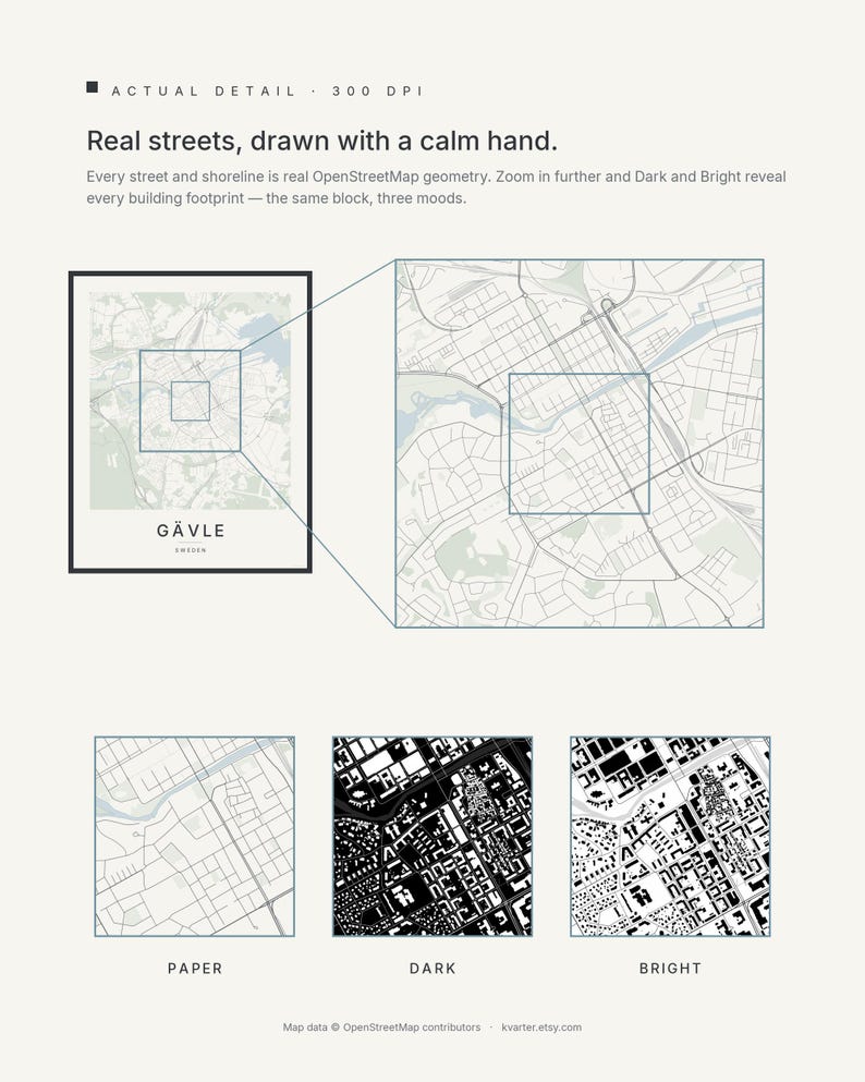 Gavle Map Print, Wall Art, Printable, Digital Download, Minimalist City Map Poster, Scandi, Housewarming Gift image 4