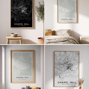 Chapel Hill map wall art — Listing image 02 — colorways