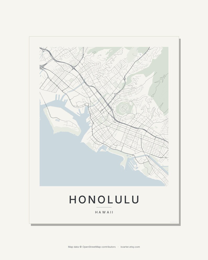 Honolulu map wall art — Listing image 03 — flat