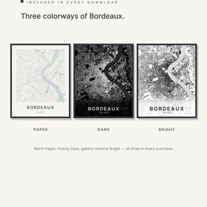 Bordeaux map wall art — Listing image 02 — colorways