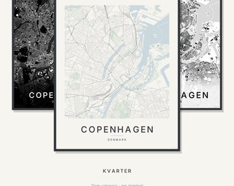 Copenhagen Map Print, Wall Art, Printable, Digital Download, City Map Poster, Scandi Decor, Housewarming Gift