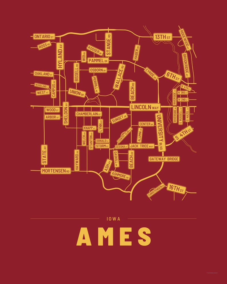 Ames map wall art — Listing image 04 — flat