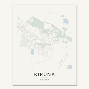 Kiruna Map Print, Wall Art, Printable Digital Download, Minimalist City Map, Scandi Poster, Housewarming Gift image 9