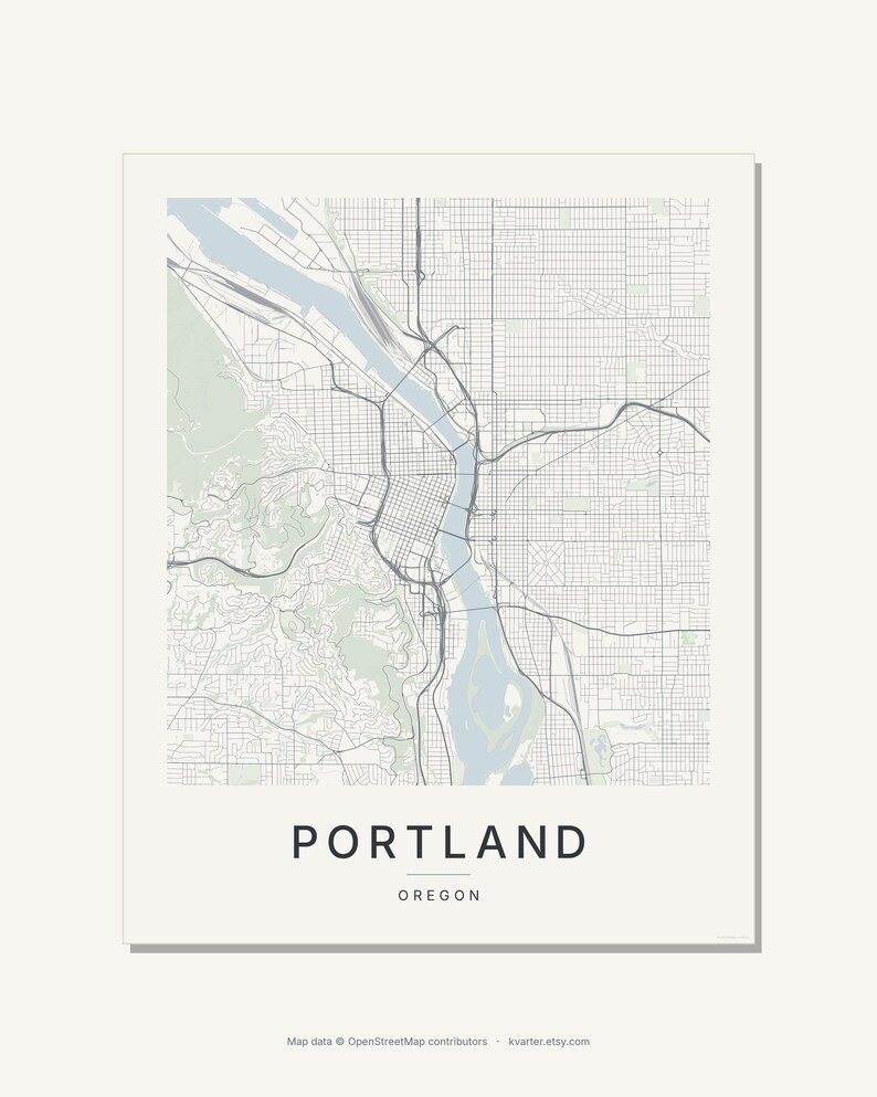 Portland map wall art — Listing image 03 — flat