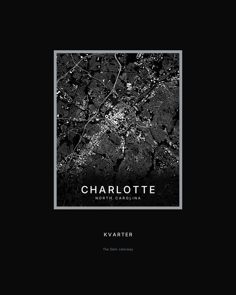 Charlotte map wall art — Listing image 08 — hero dark