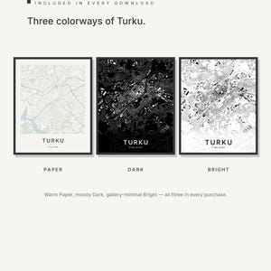 Turku Map Print, Wall Art, Printable, Digital Download, Minimalist City Map Poster, Scandi, Housewarming Gift image 2