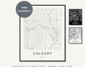 Calgary Canada Map Print, Minimalist City Wall Art (Digital Download)