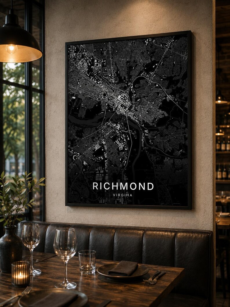 Richmond map wall art — Listing image 06 — sizes