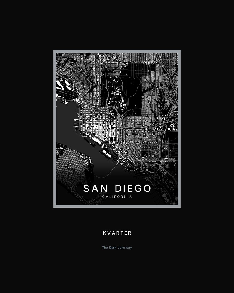 San Diego map wall art — Listing image 08 — hero dark