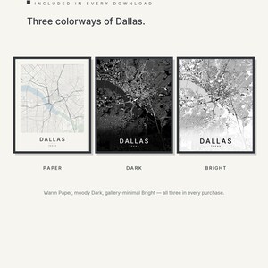 Dallas map wall art — Listing image 02 — colorways