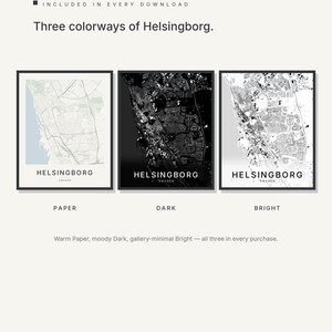 Helsingborg-Stadtplan als Kunstdruck, Wandbild zum Ausdrucken, Digitaler Download, Minimalistisches Stadtplan-Poster, Skandinavische Deko, Einzugsgeschenk Bild 2
