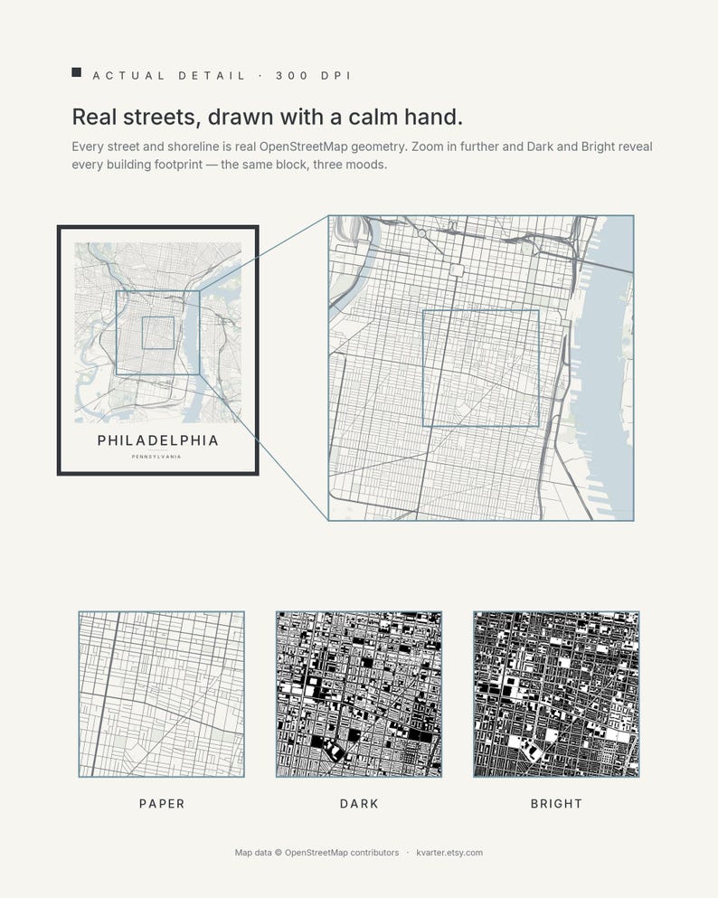 Philadelphia map wall art — Listing image 05 — whatyouget