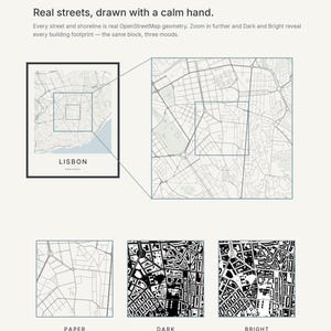 Lisbon map wall art — Listing image 04 — detail
