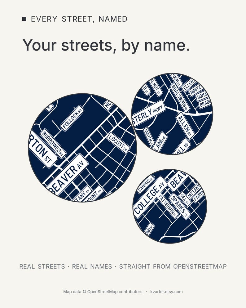 State College map wall art — Listing image 03 — findstreet