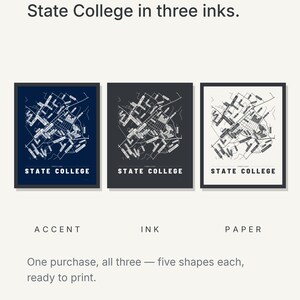 State College map wall art — Listing image 05 — colorways