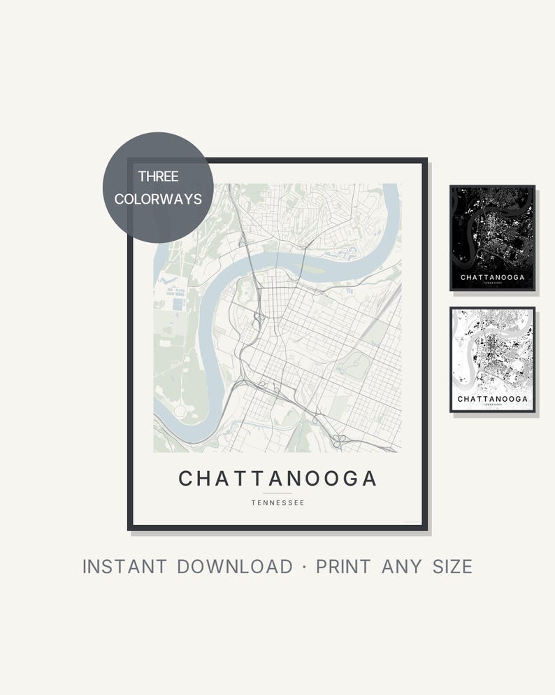 Chattanooga map wall art — Listing image 01 — hero