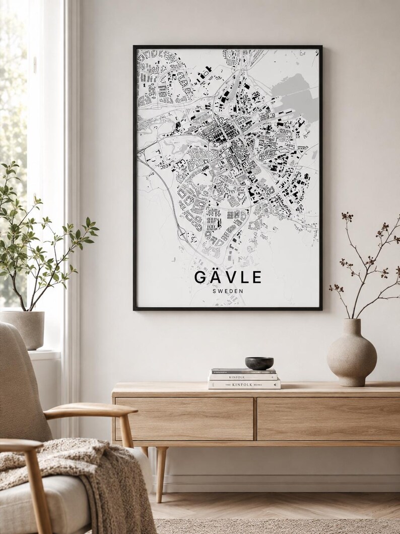 Gavle Map Print, Wall Art, Printable, Digital Download, Minimalist City Map Poster, Scandi, Housewarming Gift image 3