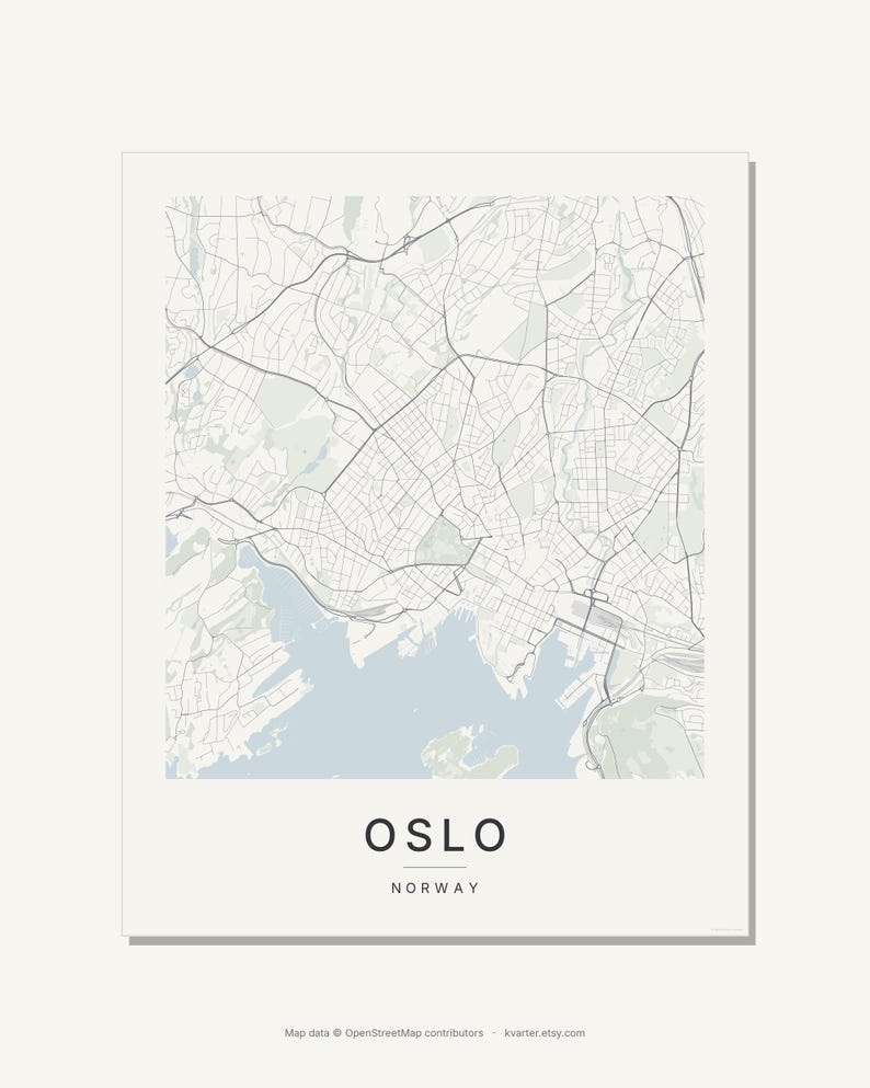 Oslo Map Print, Printable Wall Art, Oslo Poster, City Map Digital Download, Minimalist Scandi Decor, Housewarming Gift image 4