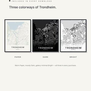 Trondheim map wall art — Listing image 02 — colorways