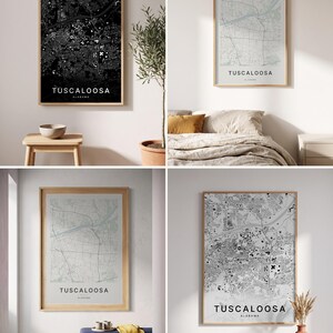 Tuscaloosa map wall art — Listing image 02 — colorways