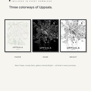 Mapa de Uppsala para imprimir, arte de parede para imprimir, download digital, pôster minimalista do mapa da cidade, decoração escandinava, presente de boas-vindas imagem 2