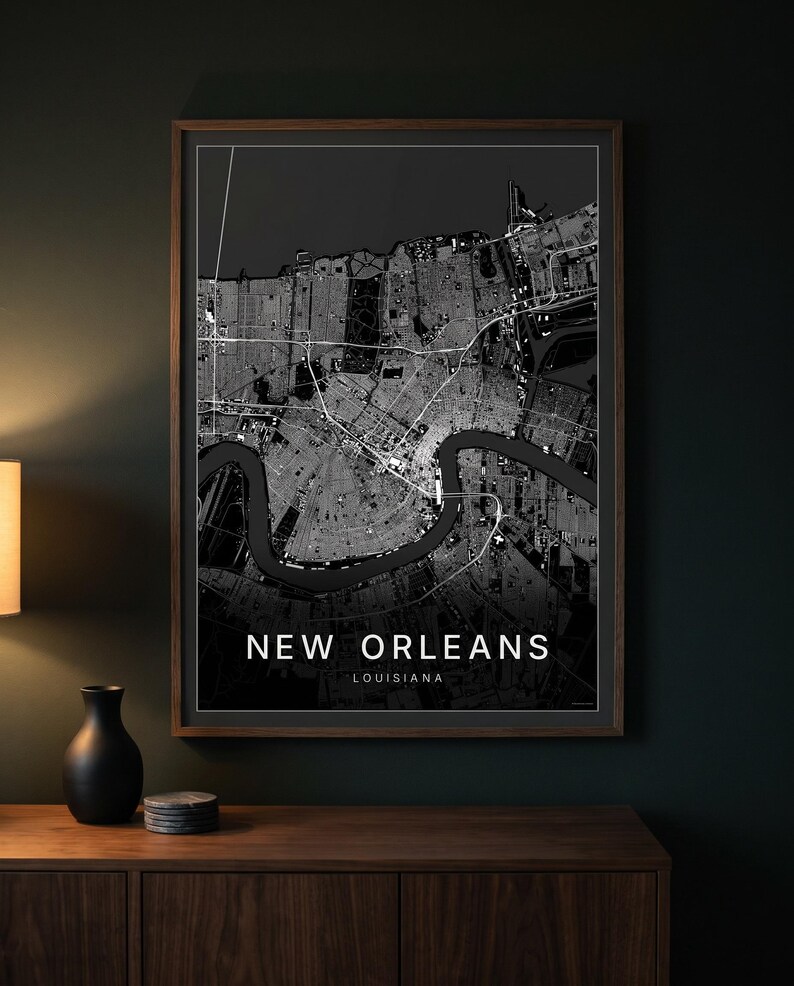 New Orleans map wall art — The poster in a room (AI-generated)
