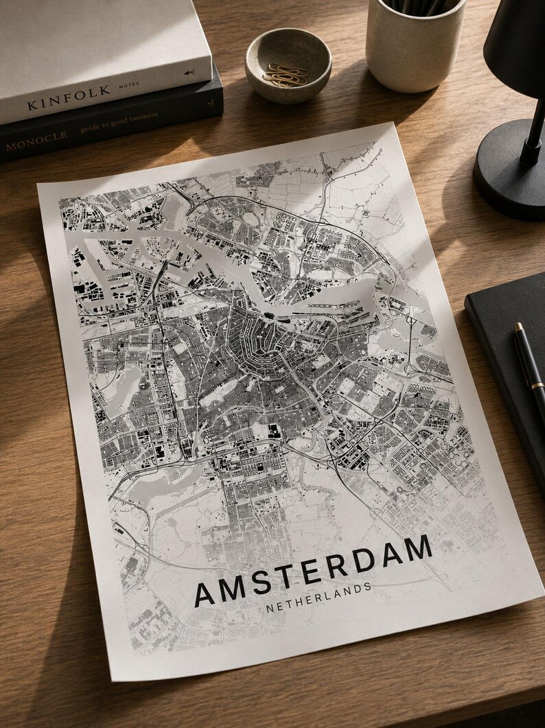 Amsterdam map wall art — Photo of the poster in an interior