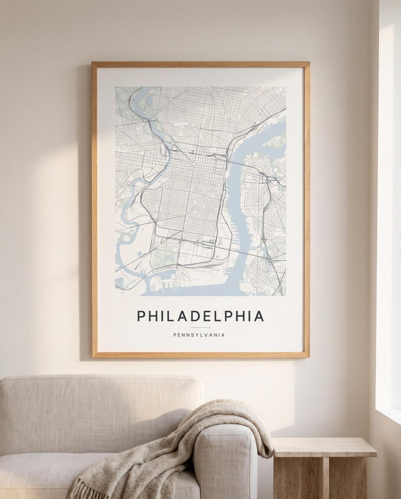Philadelphia map wall art — The poster in a room (AI-generated)