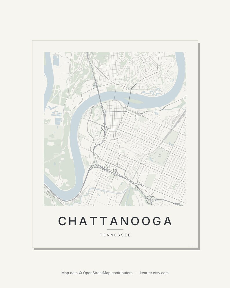 Chattanooga map wall art — Listing image 03 — flat